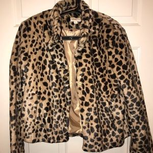 NEVER WORN Faux Fur Leopard Coat